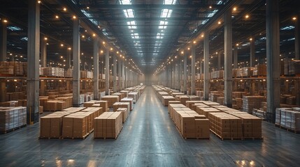 Fototapeta premium Abandoned industrial warehouse with towering metal structures and rusty forklifts