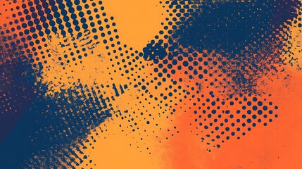 Abstract background with orange and blue tones and a dotted pattern.