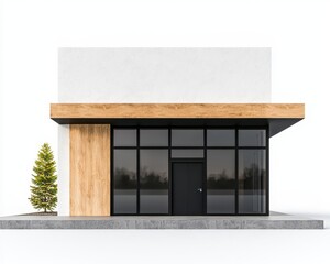 Minimalist luxury minimart exterior with glass walls, clean lines, and modern lighting, Minimart, Minimalist Luxury