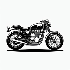 Obraz premium A black and white illustration of a classic motorcycle showcasing its sleek design.