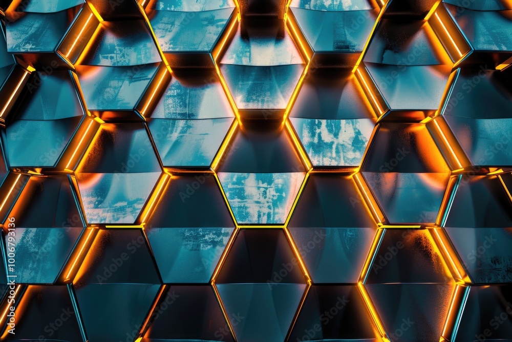 Aufkleber A close-up shot of a building featuring a unique hexagonal design on its facade
