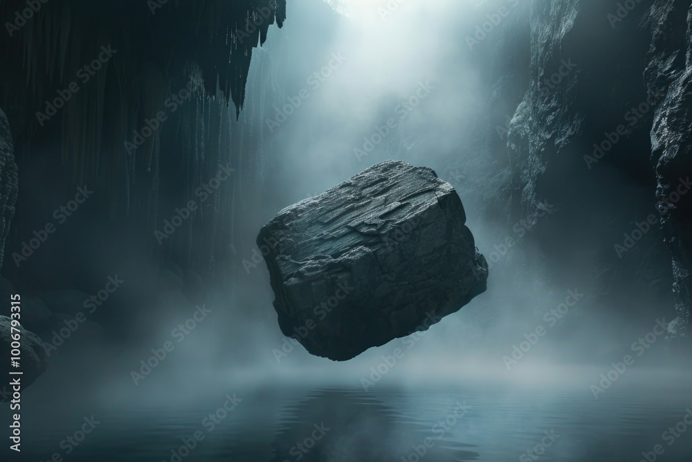 Poster a large rock floating in the ocean