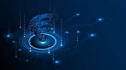 Abstract wifi symbol. Concept of communication technology, internet signal or wireless connection.	