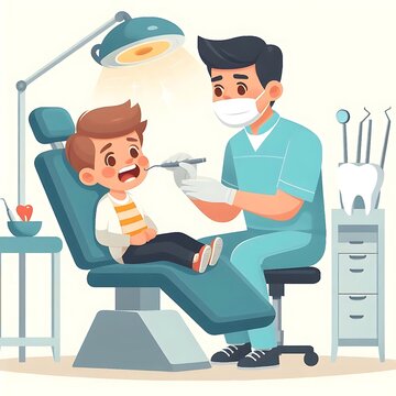 boy dentist visit cartoon style clip art preview