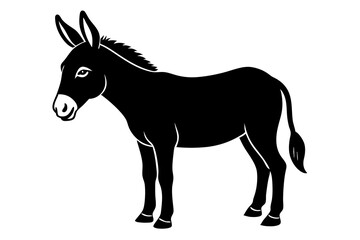 Sturdy Donkey Silhouette Standing Still with Long Ears