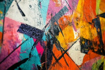 A bold abstract painting with vivid colors and dynamic brushstrokes that evokes emotion and lively expression through art.