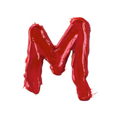 Ketchup Textured Letter M on Transparent Background