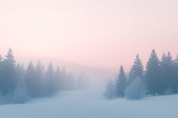 Fototapeta premium A minimalistic winter background featuring soft hues, snow-covered landscapes, and subtle details that capture the essence of winter's calm