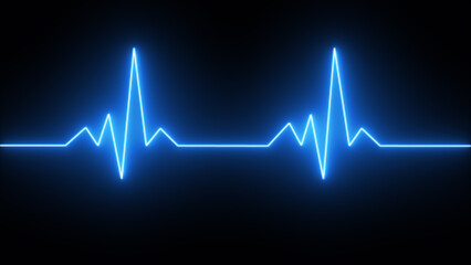Abstract neon heartbeat signal Blue animation background .