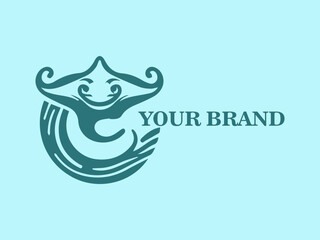 Stingray Logo with Letter C Integration Vector Stingray Logo with Letter C Creative Stingray Logo Design tingray Symbol in Letter C Shape