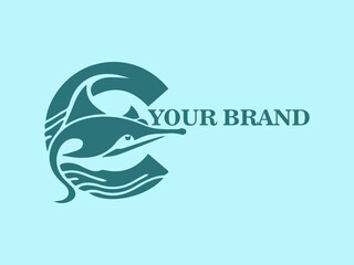 Stingray Logo with Letter C Integration Vector Stingray Logo with Letter C Creative Stingray Logo Design tingray Symbol in Letter C Shape