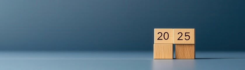 Wooden blocks displaying the numbers 20 and 25 on a sleek, modern background.