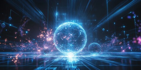 Obraz premium a futuristic abstract background with a glowing sphere