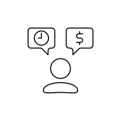 money decision icon, money thinking