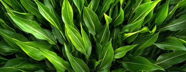 Lush green leaves, natural vibrant background, texture and depth, perfect for design.