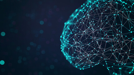 Abstract digital brain with blue glowing neural connections in dark background
