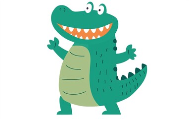 Naklejka premium A cheerful cartoon crocodile stands proudly, showcasing its playful personality in a vibrant design for children's illustrations