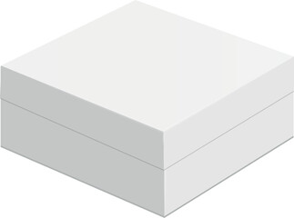 Closed square box. White paper realistic mockup