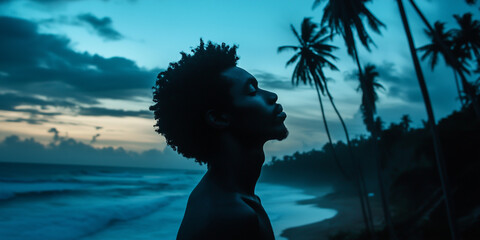 Serene Evening Portrait on a Tropical Beach at Sunset