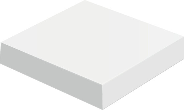 Square paper box lid realistic white mockup