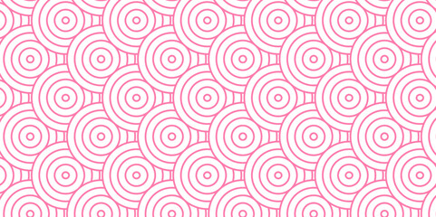 Overlapping Pattern Minimal diamond geometric transparent waves spiral and abstract circle wave line. seamless pink tile stripe create retro square line fabric pattern white background.