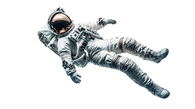 Floating astronaut isolated on white background 