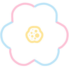 Pastel Flower Outline with Yellow Center in Minimalist Style