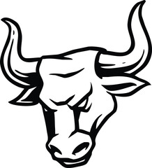 Vector illustration Bull head mascot. Buffalo logo isolated on a white background