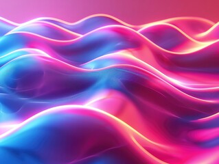 Fototapeta premium Vibrant, colorful abstract waves with smooth curves and glowing lights, creating a dynamic and energetic visual effect.
