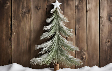 christmas tree on a wooden background