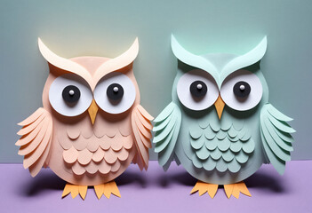 Fototapeta premium two owls on the branch