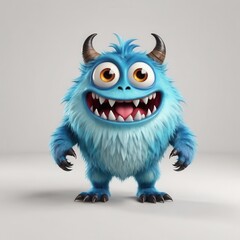 Naklejka premium A cartoonish blue monster with big eyes and a friendly smile, designed for entertainment.