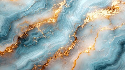 A soft pastel blue marble background with delicate gold veins flowing gently across the surface, creating a serene and calming atmosphere