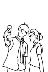 One continuous line drawing, couple love