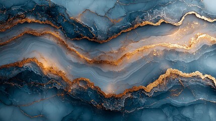 Obraz premium A calm pastel blue marble surface with subtle gold veins flowing smoothly across the surface, creating a serene vibe