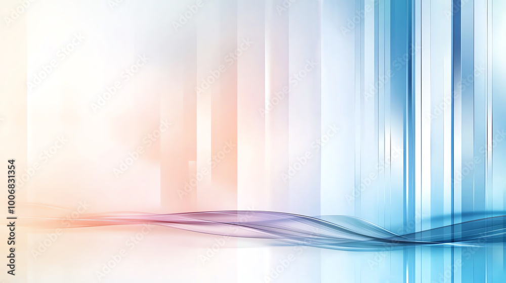 Poster abstract light and blue vertical lines with subtle wave forms create a calming and modern digital ba