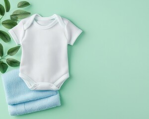 Newborn baby romper with matching bib and baby blanket, soft pastel colors, Newborn baby outfit, comfort and coordination