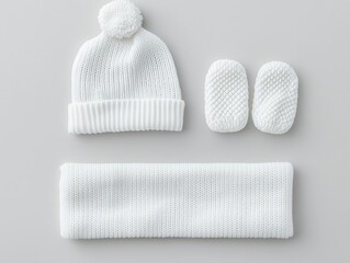 Gentle newborn sleep set with a matching hat, soft booties, and cozy mittens, Newborn baby clothes, comfort and accessories