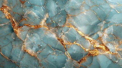 A light pastel blue marble surface adorned with fine golden veins weaving delicately across, offering a serene and luxurious vibe
