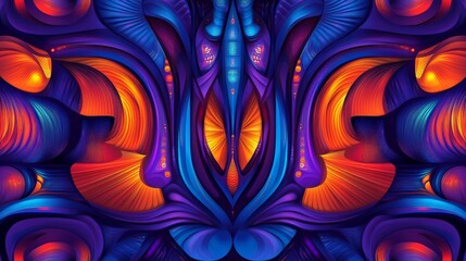 Vibrant Psychedelic Symmetrical Abstract Pattern