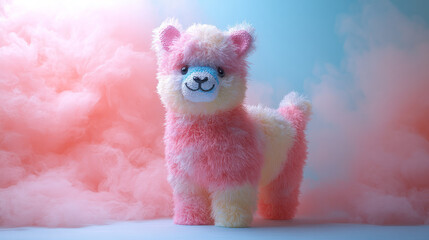 Fototapeta premium A piÃ±ata shaped like an animal, floating on a pastel backdrop,