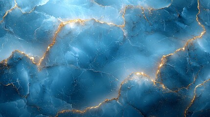 A minimalist pastel blue marble background with thin gold veins running gently, offering a calm and luxurious feel