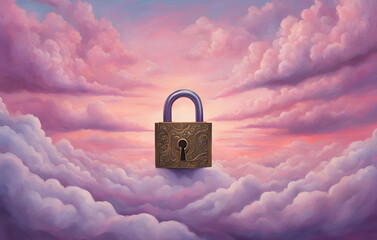 Secure cloud storage icon with data encryption, Secure cloud storage with encryption for personal data protection and secure file transfers Concept Cloud Security Data Encryption File Protection 
