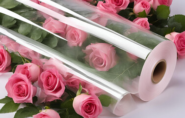 pink and white roses in a box