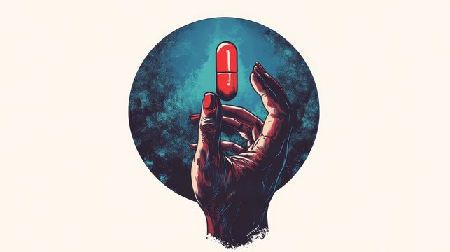 An evocative concept image shows a hand delicately holding a red pill, symbolizing choice and decision-making power.