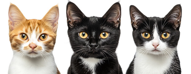 Fototapeta premium Three Japanese Bobtail Cats Portrait Display