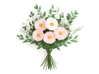 Obraz premium Beautiful bouquet of pink and white flowers on a white background.