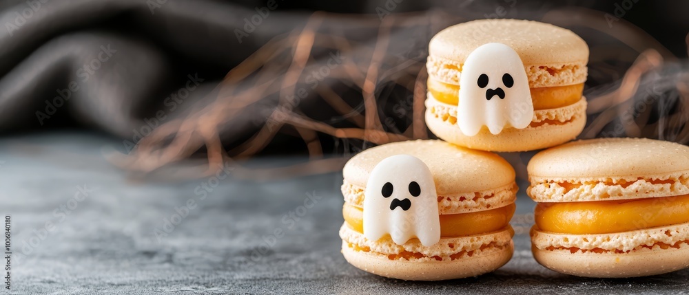 Canvas Prints  A tight shot of a cookie stack topped by a ghost-shaped ghost cookies