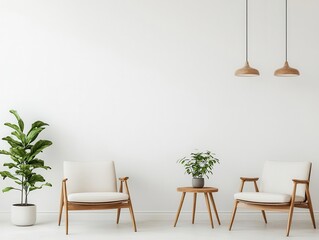 Office relaxation nook with minimalist furniture, indoor plants, and natural lighting, Office relaxation corner, calm and serene