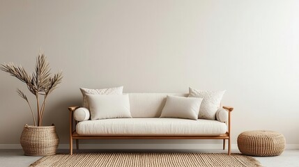 Cozy office corner with a small sofa, a few pillows, and a soft rug, Office relaxation nook, calm and inviting